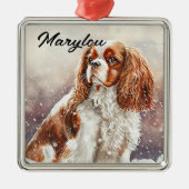 WATERVERF CAVALIER KING CHARLES SPANIEL DOG METALEN ORNAMENT (Voorkant)
