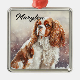 WATERVERF CAVALIER KING CHARLES SPANIEL DOG METALEN ORNAMENT