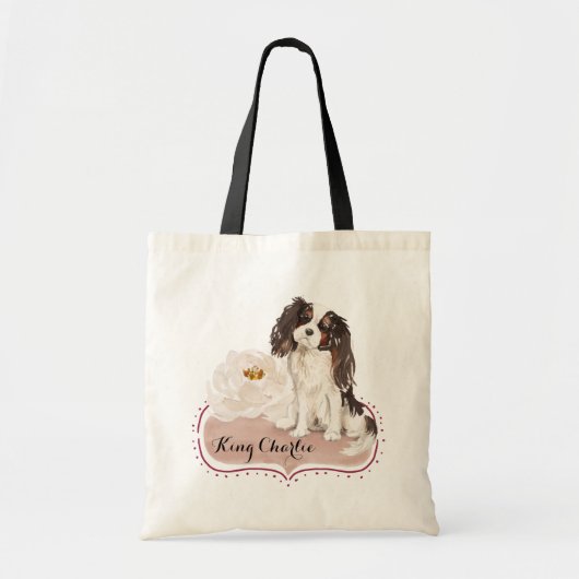 Waterverf Cavalier King Charles Spaniel met Roos Tote Bag (Voorkant)