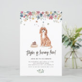 Waterverf Cavapoo Dog Birthday Party Invitation (Staand voorkant)