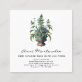 Waterverf CBD Potted Plant Vierkante Visitekaartje (Achterkant)