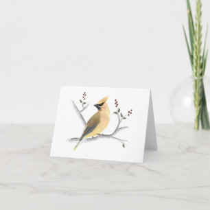 Waterverf Cedar Waxwing Note Kaart