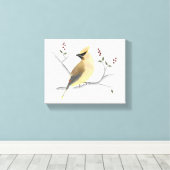 Waterverf Cedar Waxwing Wrapped Canvas Afdruk (Insitu (Houten vloer))