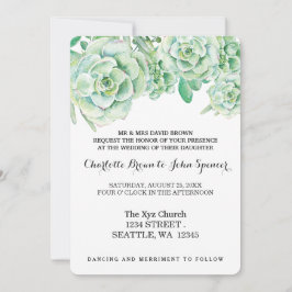 waterverf celadon succulent bruiloft kaart