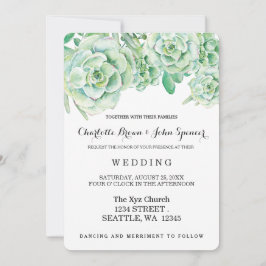 waterverf celadon succulent bruiloft kaart