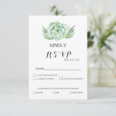 waterverf Celadon Succulent Bruiloft RSVP (Staand voorkant)