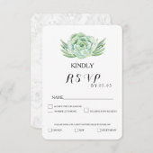 waterverf Celadon Succulent Bruiloft RSVP (Voorkant / Achterkant)