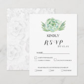 waterverf Celadon Succulent Bruiloft RSVP Kaartje (Voorkant / Achterkant)