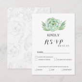 waterverf Celadon Succulent Bruiloft RSVP Kaartje (Voorkant / Achterkant)