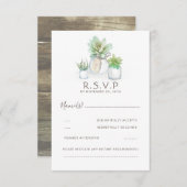 Waterverf Celadon Succulent Wedding RSVP (Voorkant / Achterkant)