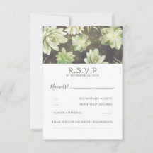Waterverf Celadon Succulent Wedding RSVP