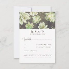 Waterverf Celadon Succulent Wedding RSVP Kaartje