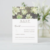 Waterverf Celadon Succulent Wedding RSVP Kaartje (Staand voorkant)