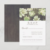 Waterverf Celadon Succulent Wedding RSVP Kaartje (Voorkant / Achterkant)