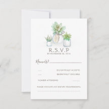 Waterverf Celadon Succulent Wedding RSVP
