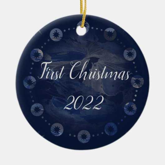 Waterverf Celestial Dark Blue Skies Keramisch Ornament (Voorkant)