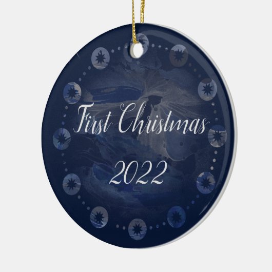 Waterverf Celestial Dark Blue Skies Keramisch Ornament (Links)
