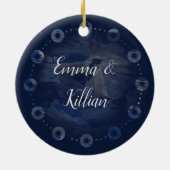 Waterverf Celestial Dark Blue Skies Keramisch Ornament (Achterkant)