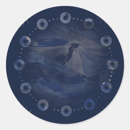 Waterverf Celestial Dark Blue Skies Ronde Sticker (Voorkant)