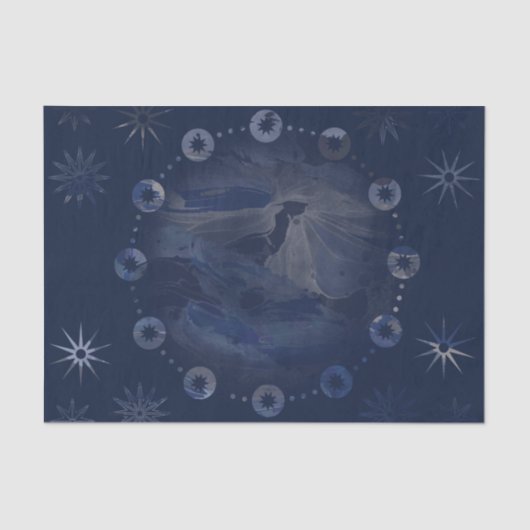 Waterverf Celestial Dark Blue Skies Tissuepapier (Voorkant)