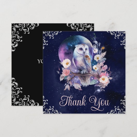  Waterverf Celestial Fantasy Owl Bedankkaart (Voorkant / Achterkant)