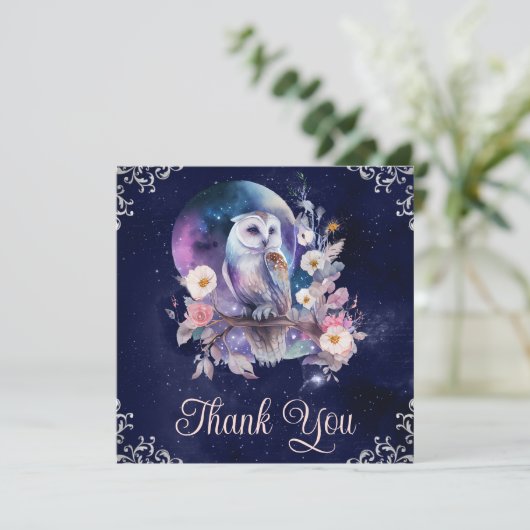  Waterverf Celestial Fantasy Owl Bedankkaart (Staand voorkant)