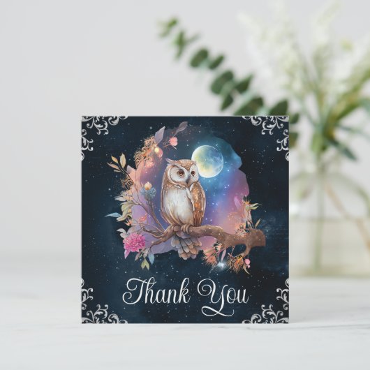  Waterverf Celestial Fantasy Owl Bedankkaart (Staand voorkant)