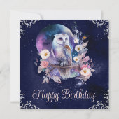 Waterverf Celestial Fantasy Owl Birthday Kaart (Voorkant)