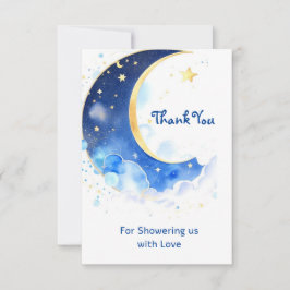 Waterverf Celestial Moon and Stars Baby shower Bedankkaart
