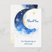 Waterverf Celestial Moon and Stars Baby shower Bedankkaart (Voorkant / Achterkant)