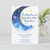 Waterverf Celestial Moon and Stars Baby shower Kaart (Staand voorkant)