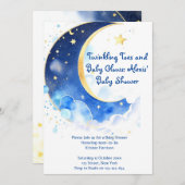 Waterverf Celestial Moon and Stars Baby shower Kaart (Voorkant / Achterkant)