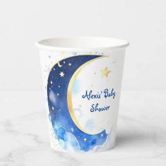 Waterverf Celestial Moon and Stars Baby shower Papieren Bekers