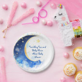 Waterverf Celestial Moon and Stars Baby shower Papieren Bordje (Feest)