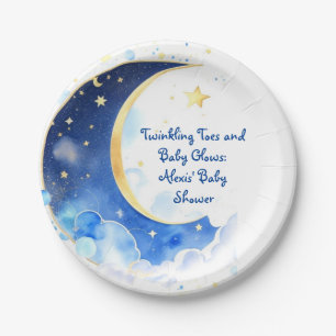Waterverf Celestial Moon and Stars Baby shower Papieren Bordje