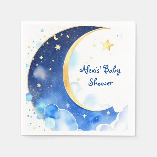 Waterverf Celestial Moon and Stars Baby shower Servet (Voorkant)