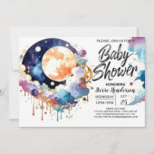 Waterverf Celestial Soiree Baby shower Kaart (Voorkant)