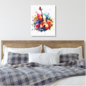 Waterverf Cello en Bloemen Canvas Afdruk (Insitu (Slaapkamer))