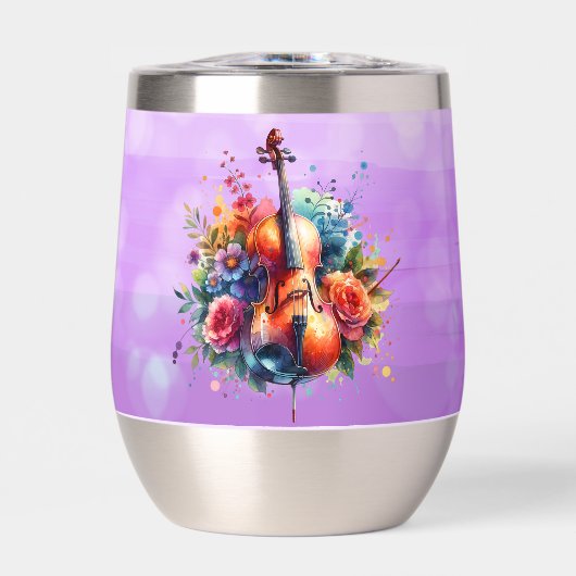 Waterverf cello en bloemen gepersonaliseerd (Voorkant)