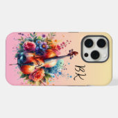 Waterverf cello en bloemen gepersonaliseerd iPhone hoesje (Achterkant horizontaal)