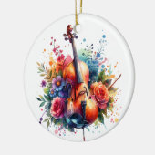 Waterverf cello en bloemen gepersonaliseerd keramisch ornament (Links)