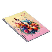Waterverf cello en bloemen gepersonaliseerd notitieboek (Rechterzijde)