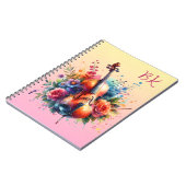 Waterverf cello en bloemen gepersonaliseerd notitieboek (Linkerzijde)