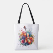 Waterverf cello en bloemen gepersonaliseerd tote bag (Achterkant)