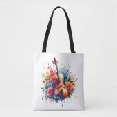 Waterverf Cello en Bloemen Tote Bag (Voorkant)