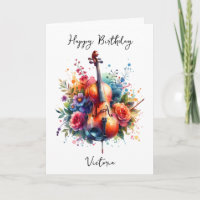 Waterverf Cello en Flowers Gepersonaliseerde Verja
