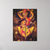 Waterverf - Cello Space Sonata - Dame met Cello Canvas Afdruk (Voorkant)