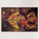 Waterverf - Cello Space Sonata - Lady & Cello Art Legpuzzel (Horizontaal)
