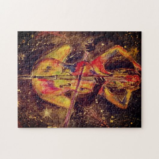 Waterverf - Cello Space Sonata - Lady en Cello - Legpuzzel (Horizontaal)