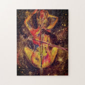 Waterverf - Cello Space Sonata - Lady en Cello - Legpuzzel (Verticaal)